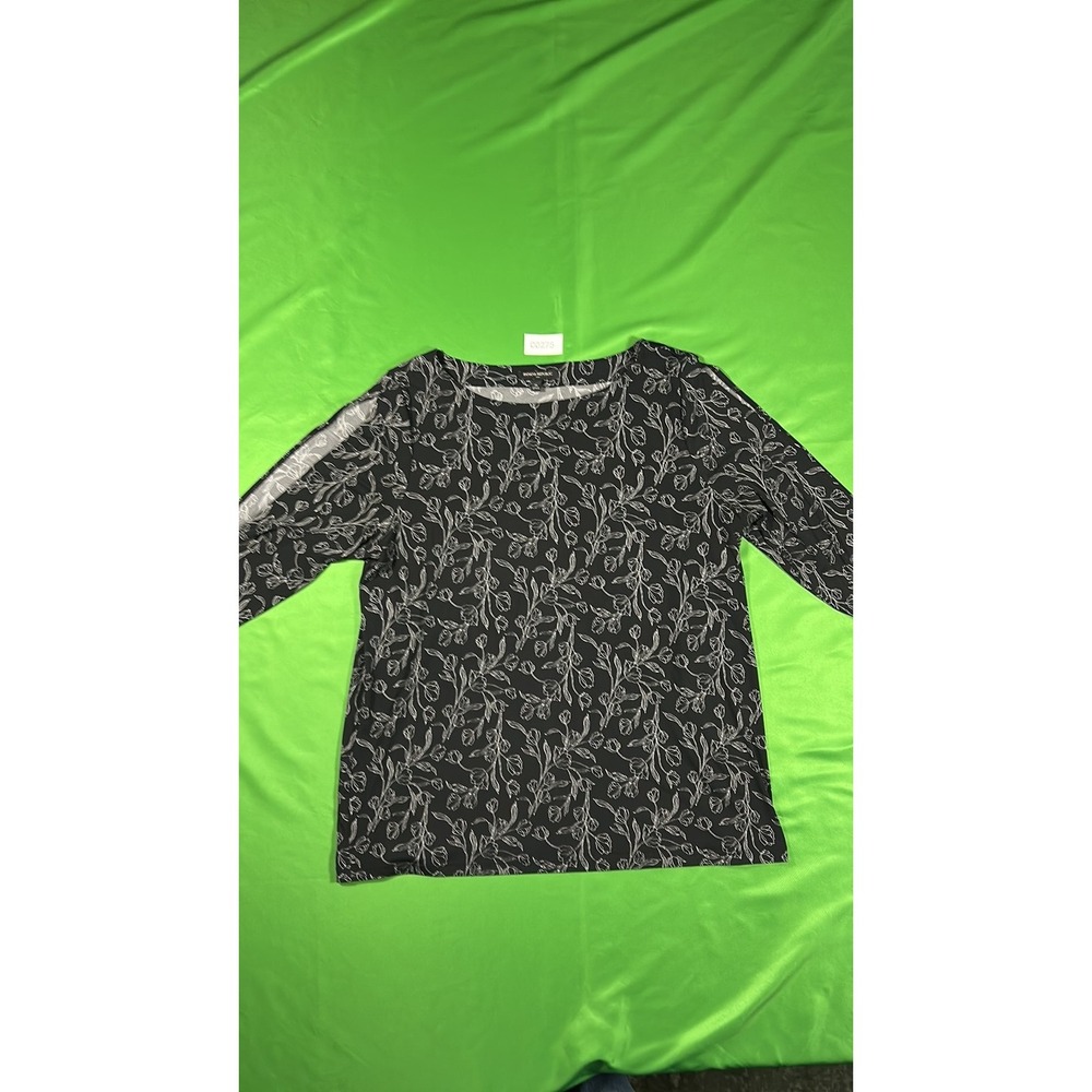 Banana Republic Floral Cold Shoulder Top Black White Large Blouse